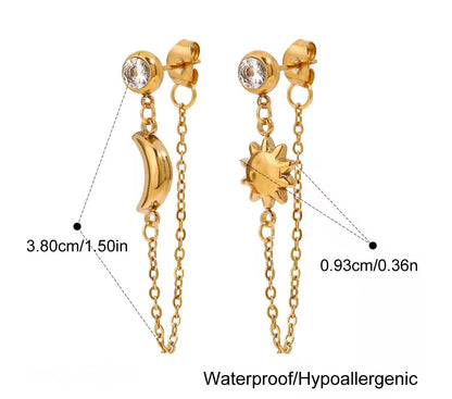 Sun & Moon Drop Earrings
