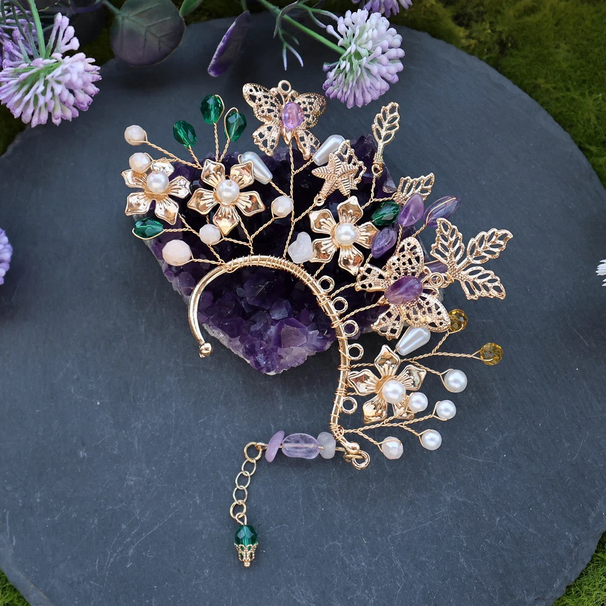 Enchanted Ear Cuff (Pearls and Stones) Single