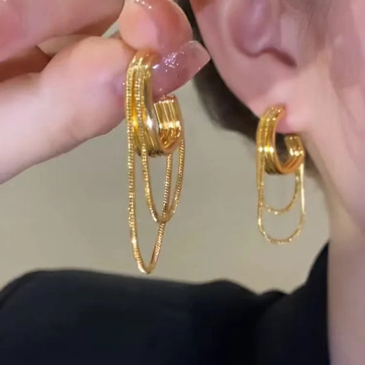 Layered Chain Hoops (Gold)