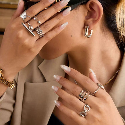 Sculpted Silver Chrome Rings