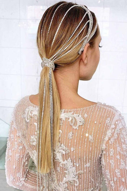 Long Rhinestone Tassel Headband (Thick)