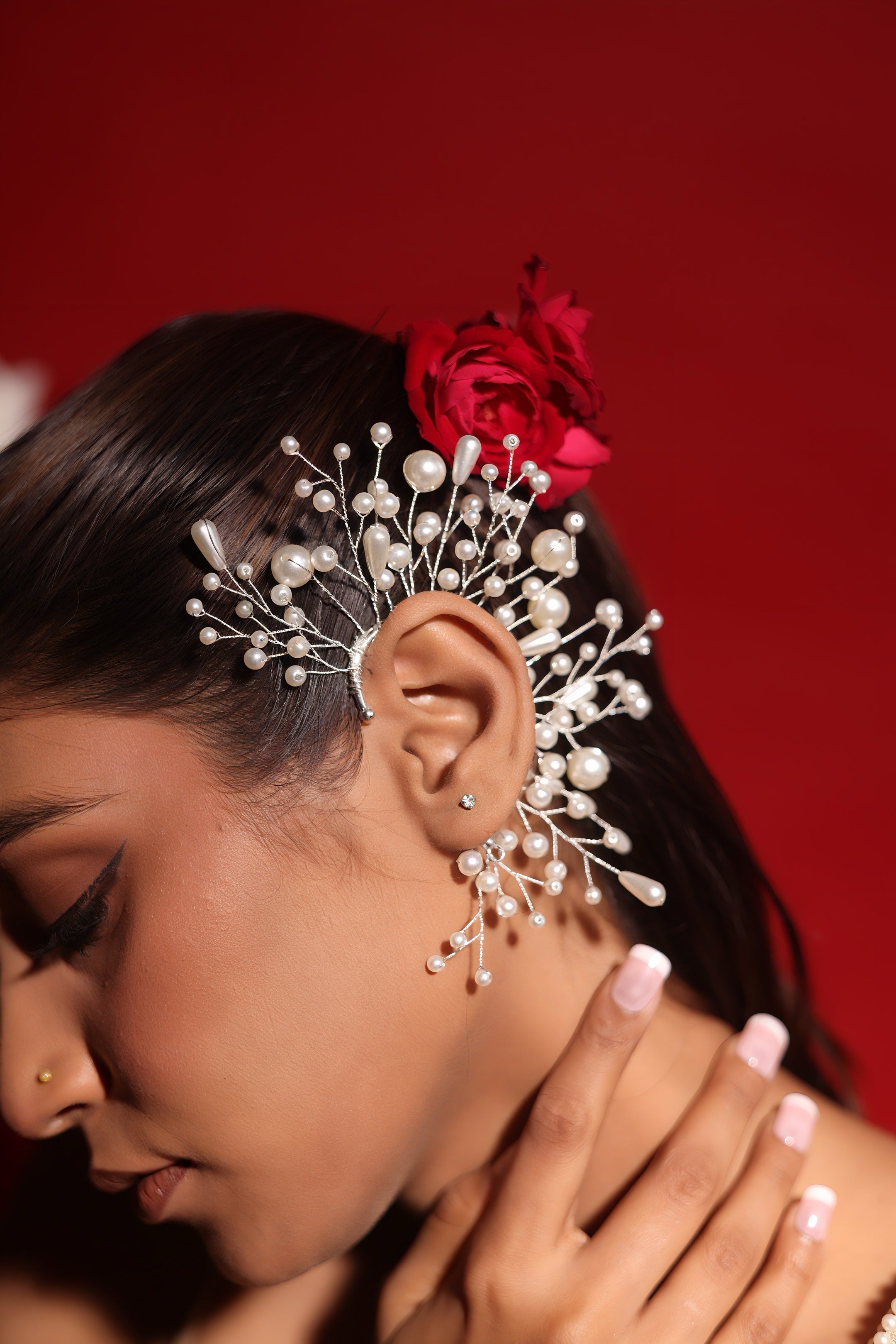 Celestial Bloom Pearl Ear Cuff