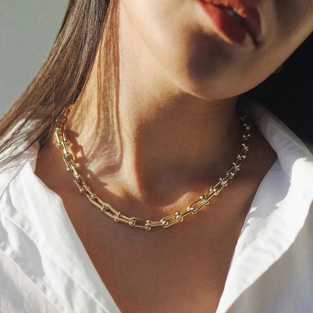 U Shape Pin Chain Necklace