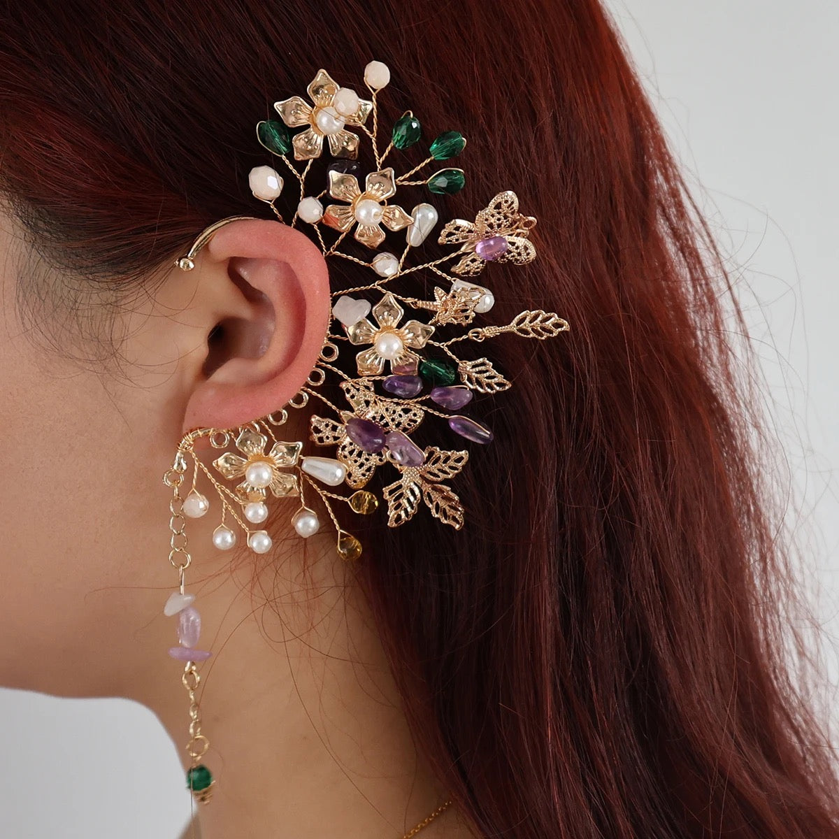 Enchanted Ear Cuff (Pearls and Stones) Single