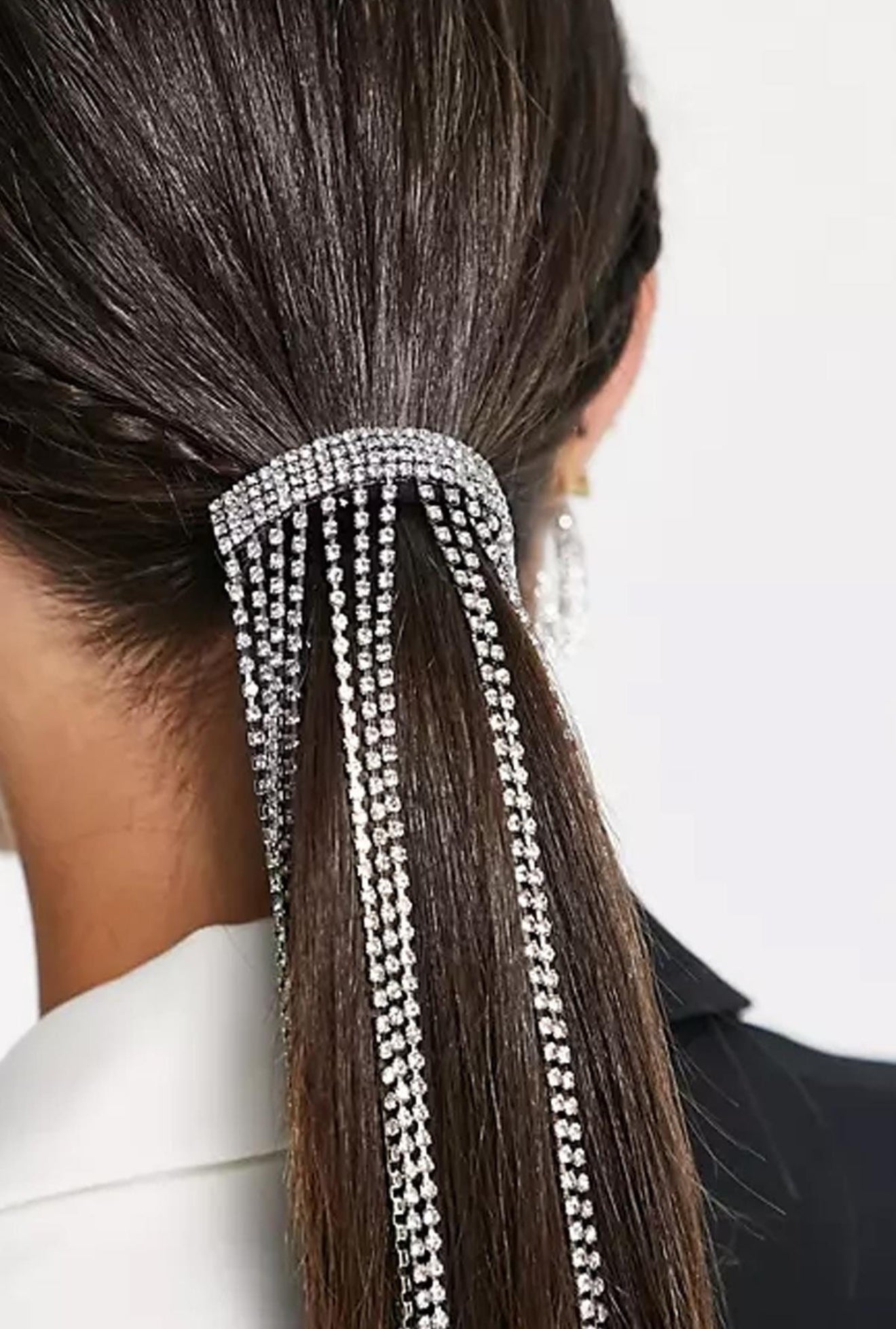 Ponytail band Rhinestones Long Chain Tassel Hairwear