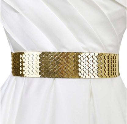 Fish Scales Shiny Metal Wide Belts