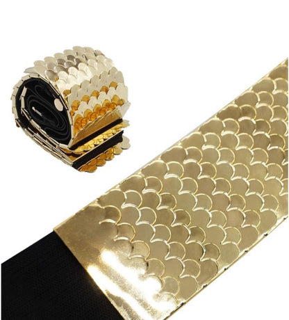 Fish Scales Shiny Metal Wide Belts