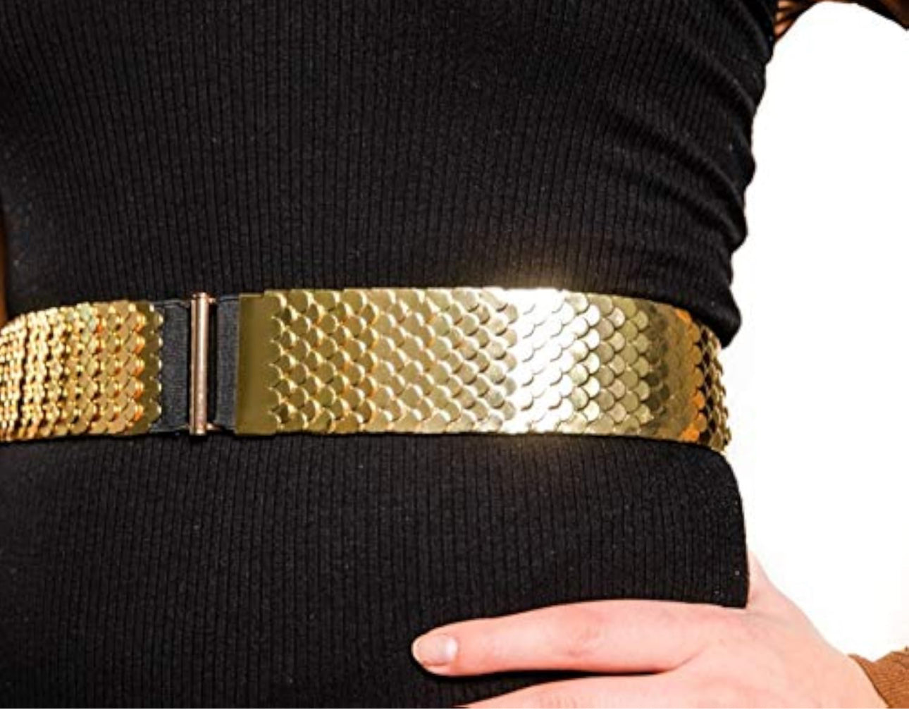 Fish Scales Shiny Metal Wide Belts