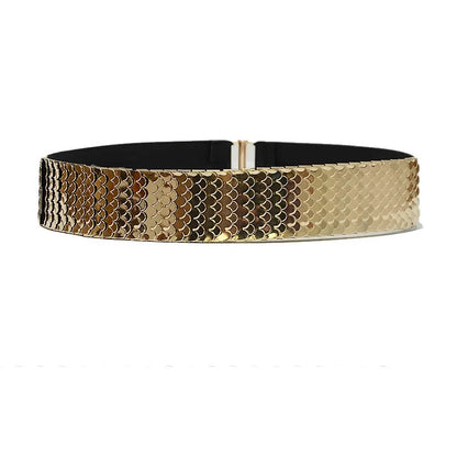 Fish Scales Shiny Metal Wide Belts