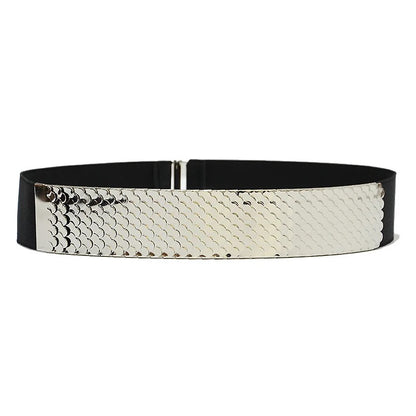 Fish Scales Shiny Metal Wide Belts