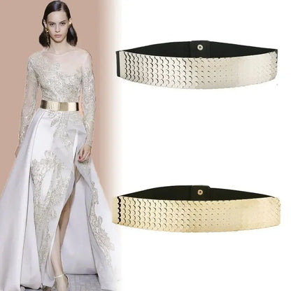 Fish Scales Shiny Metal Wide Belts