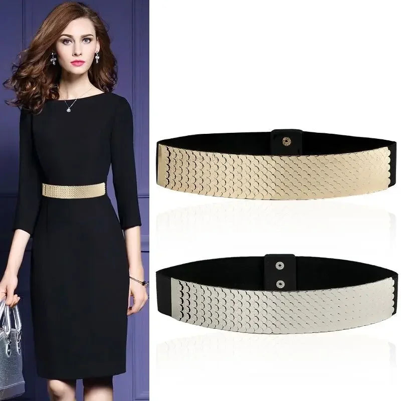 Fish Scales Shiny Metal Wide Belts