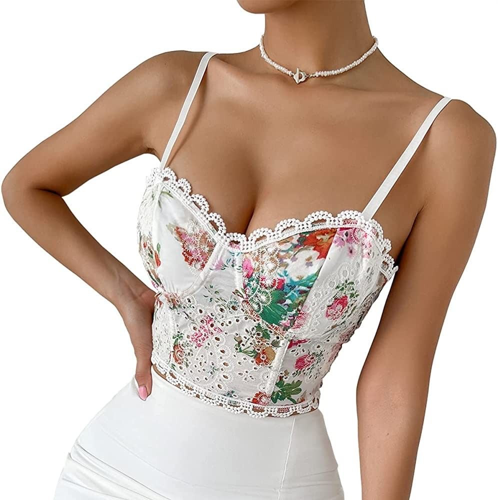 White Floral Bustier (Multicolor)