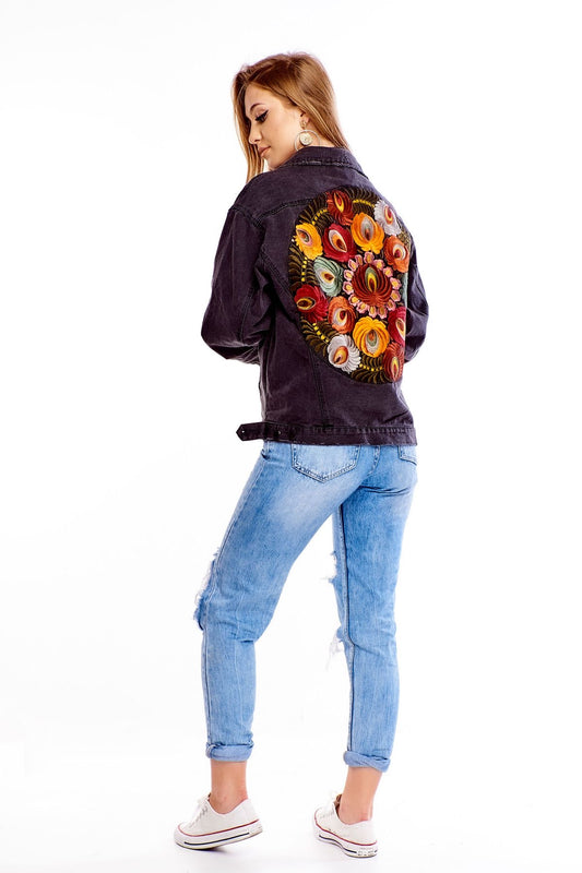 My Boho Blossom (Embroidered Black Demin Jacket)