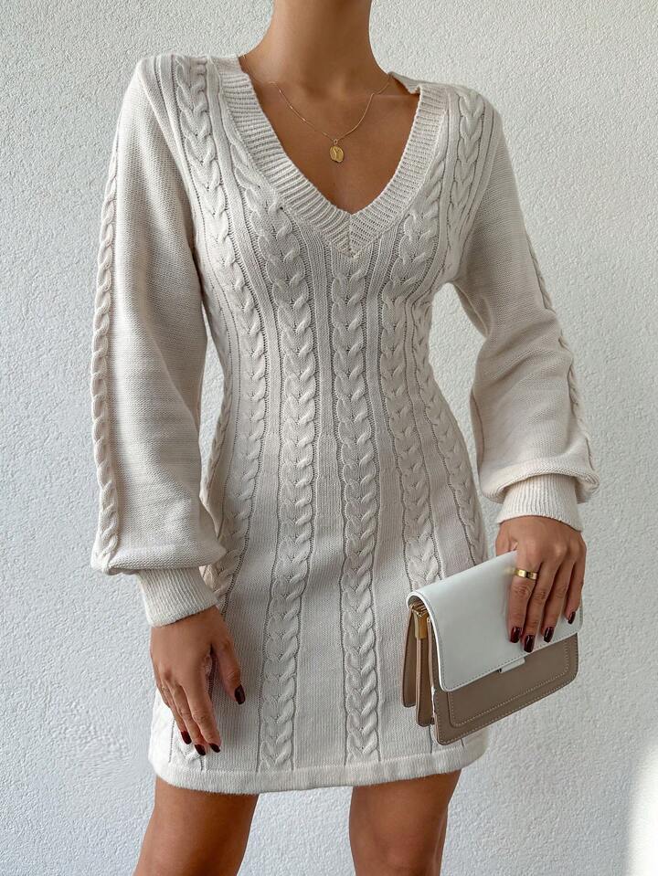 Cable Knit Short Sweater Dress