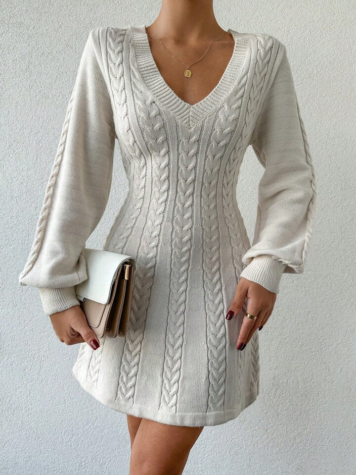 Cable Knit Short Sweater Dress