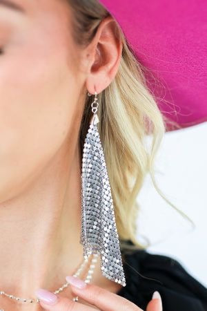 Metal Mesh Tassel Earrings