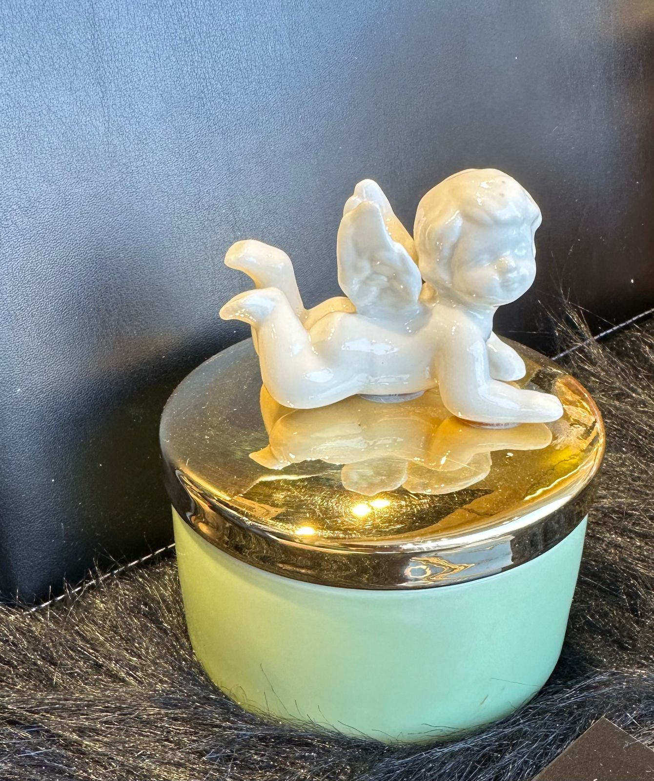 My Cupid Trinket Box (Mint Green with White Cupid Lid)