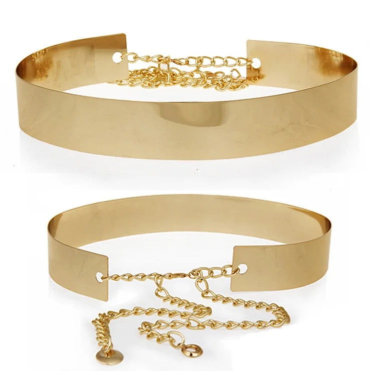 Wide Dress Belt (Chrome Gold)