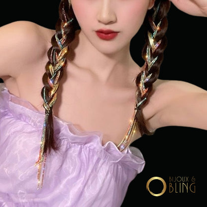 Rhinestone Hair Chain Clip (Tinsel Multicolor)