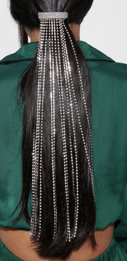 Ponytail band Rhinestones Long Chain Tassel Hairwear