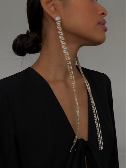 Rhinestone Studded Chain Drop