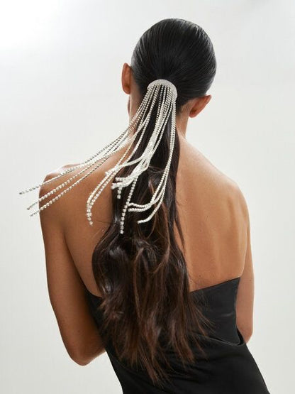 Ponytail band Rhinestones Long Chain Tassel Hairwear