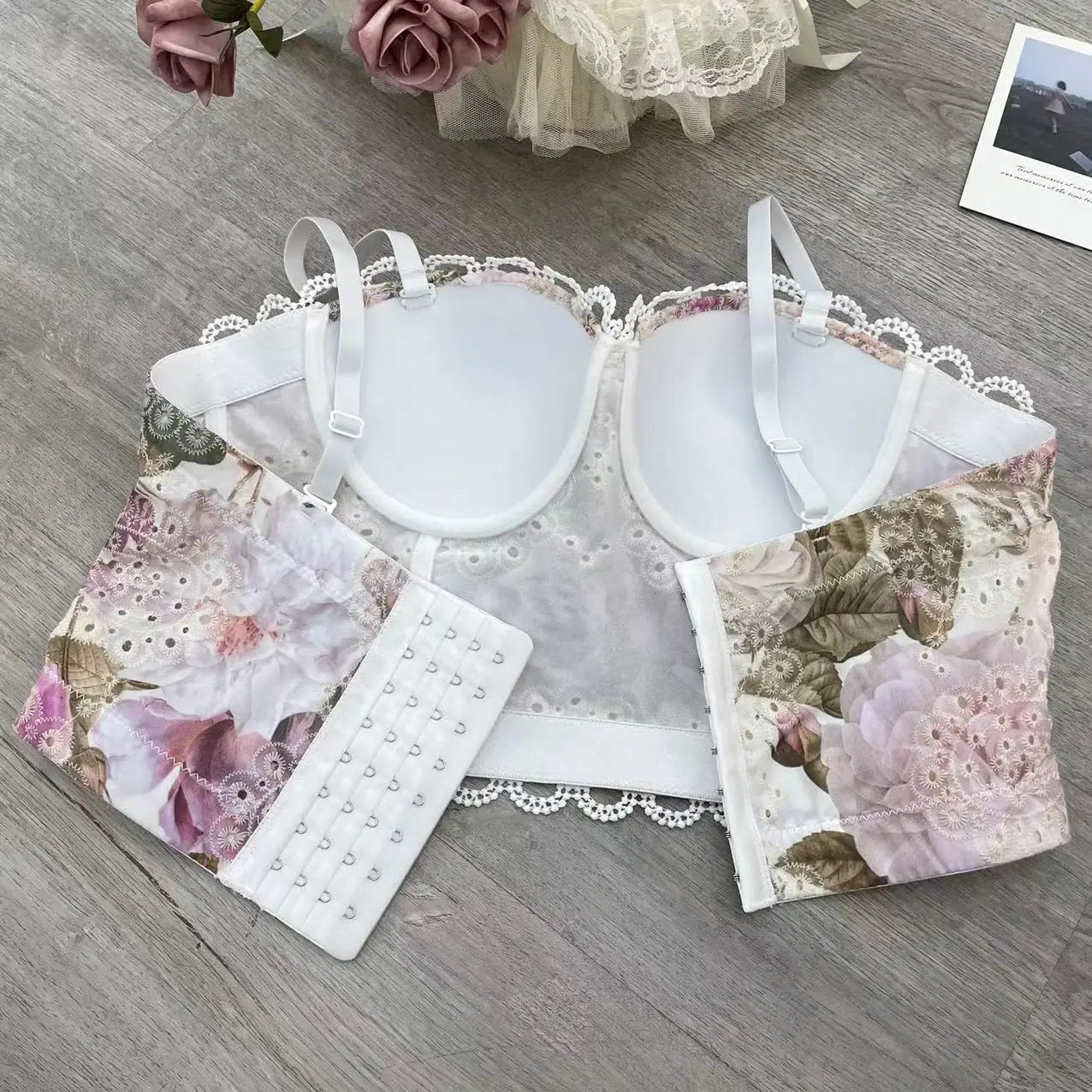 White Floral Bustier (Purple)