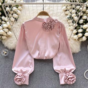 My French Floral Shirt Top (Satin)