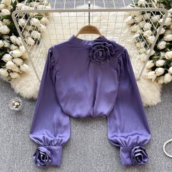 My French Floral Shirt Top (Satin)
