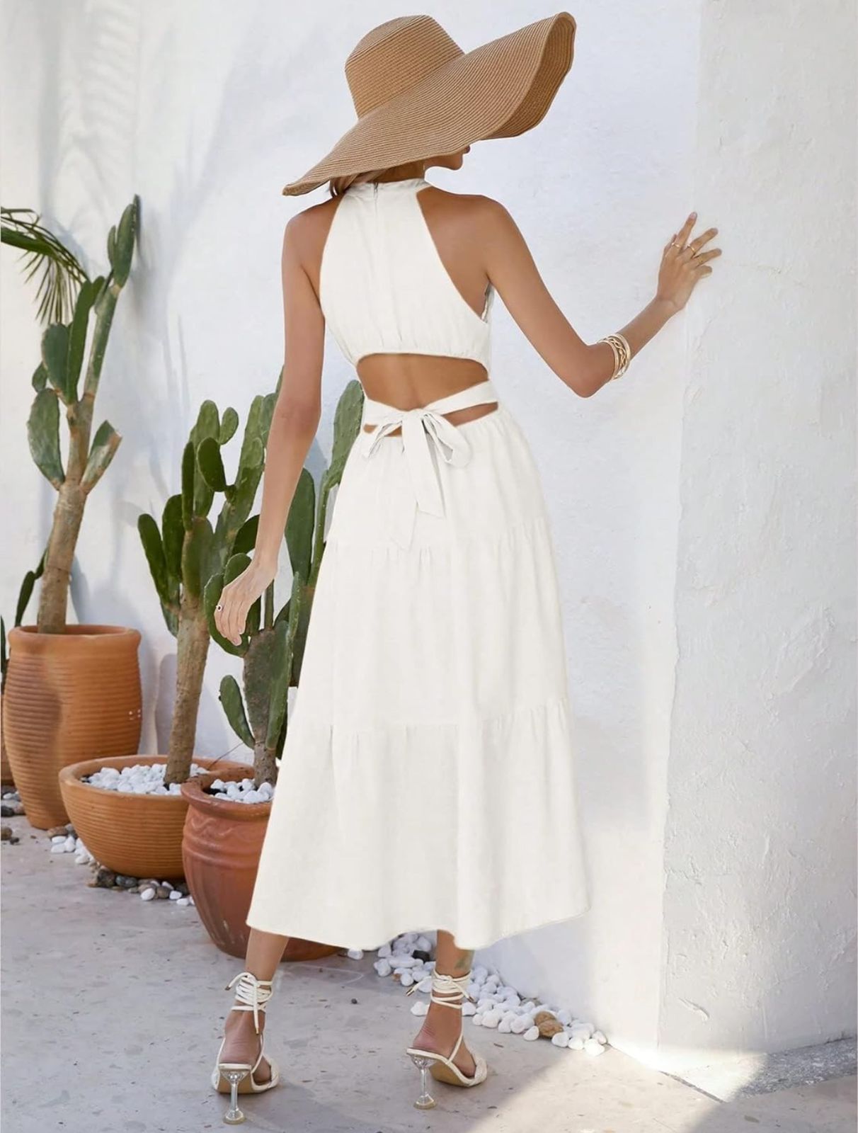 Linen Backless Dress (Cream)